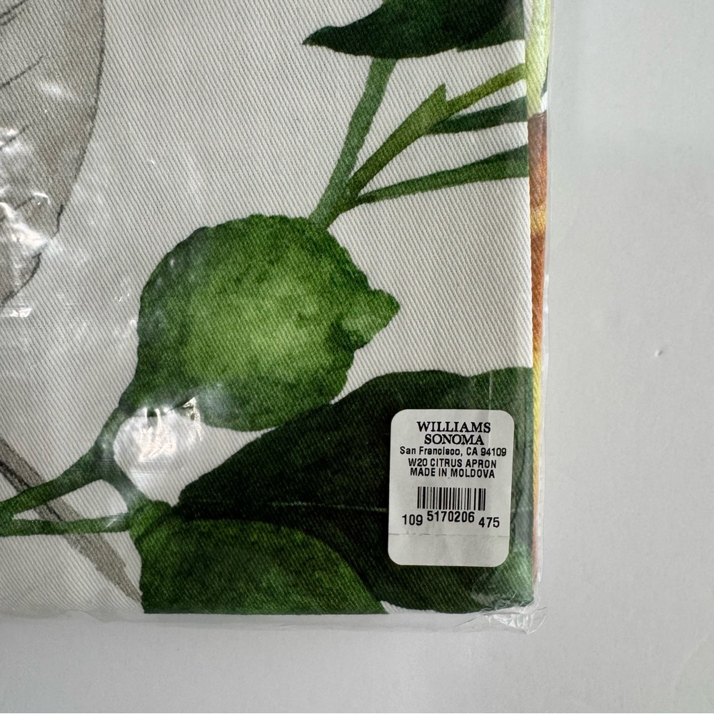 Williams Sonoma Citrus Apron NWT Cotton D-Ring Neck Pockets - Picture 5 of 14